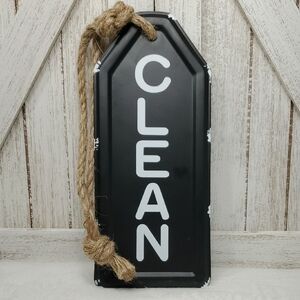 NWT Clean/Dirty Metal Sign With Rope Laundry Room Basket Kitchen